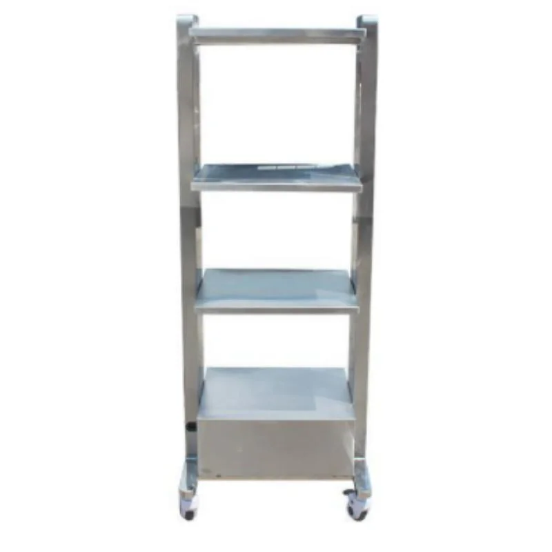 Stainless Steel Trolley Multi-Layer Load-Bearing Crash Cart with Wheels for Vet Hospital