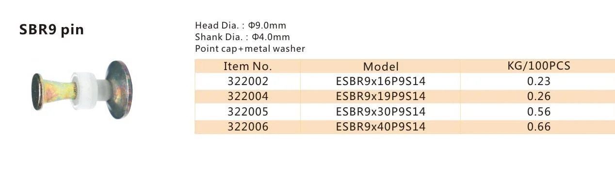 SBR9 Pin Point Cap+Metal Washer Esbr9*16p9s14