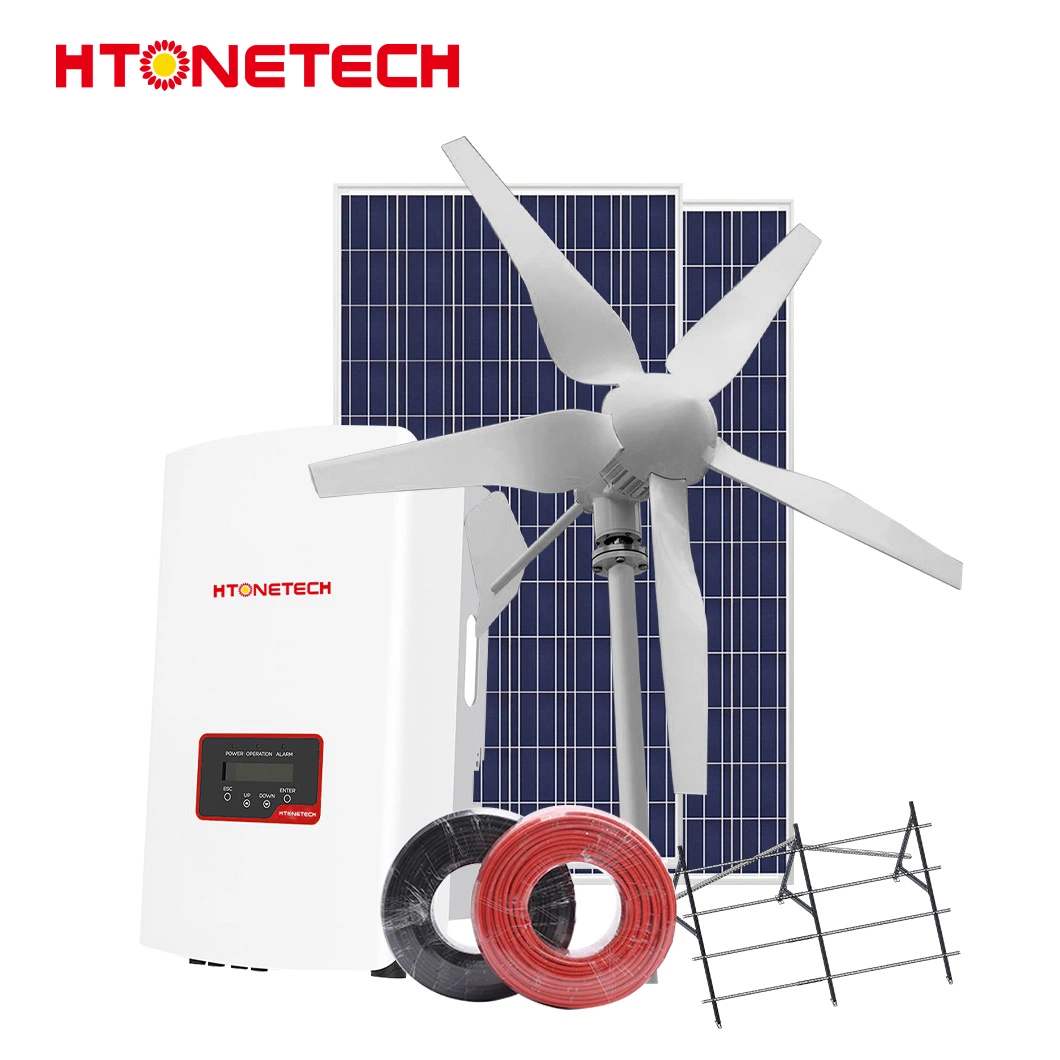 Htonetech China Mono Panel Solar Mayorista/Proveedors 5kw 8kW en Red 3kVA sistema de Energía Solar con Generador de Aerogeneradores móviles