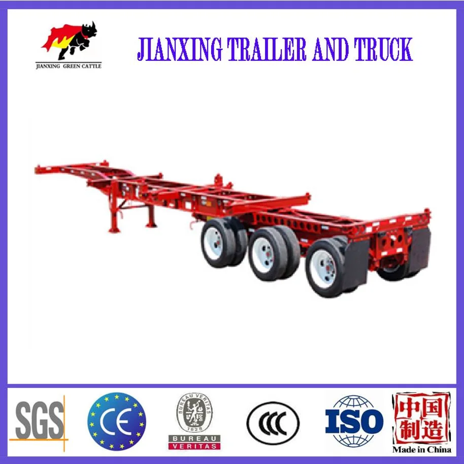 3 Axles 20 FT Towing Small 60 Tons 2 Container Tractor Tandem Chassis Skeleton Semi Trailer for Sale