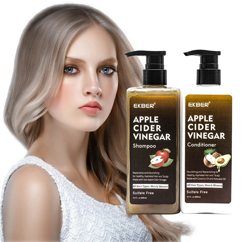 Cabello negro promoción Tratamiento Capilar de proteínas libre de sulfato de cenizas champú acondicionador Vinega Apple