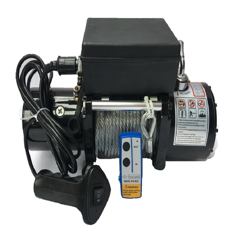 Auto Power 12V/24V Cable Control Electric Winch with Wire Rope