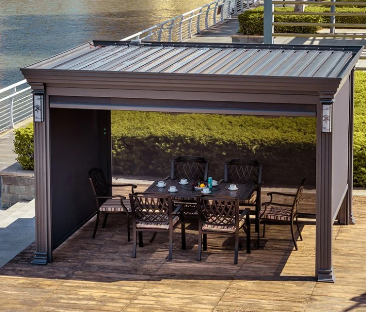 Pátio Aluminium Pavilion Villa Terrace Four Corner Pavilion Electric awning Gazebo ao ar livre