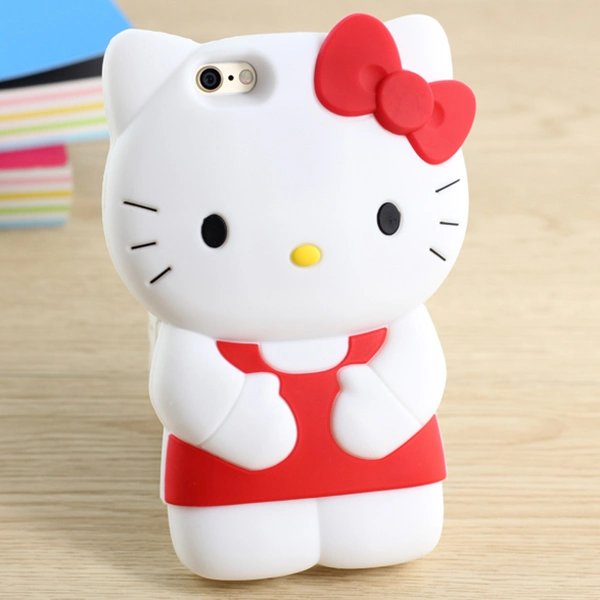 Dibujos animados 3D de encantador lindo gatito Teléfono Celular Caso Funda de silicona