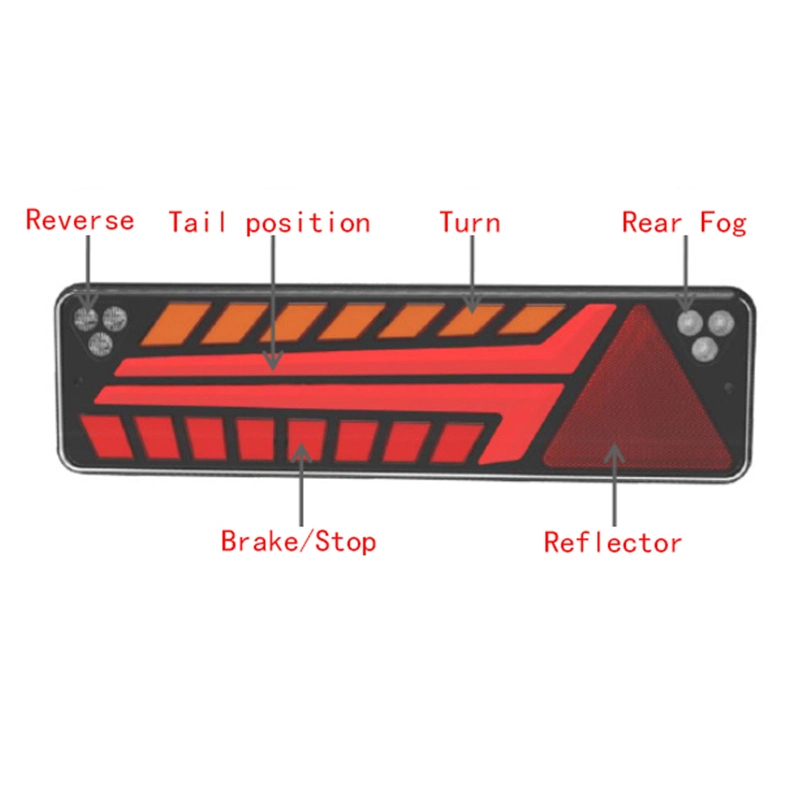 12V-24V Universal 7 Functions LED Truck Rear Tail Light Warning Lights Signal Steering Brake Reversing Traffic Waterproof Fog Lamp for Trailer Truck Van RV