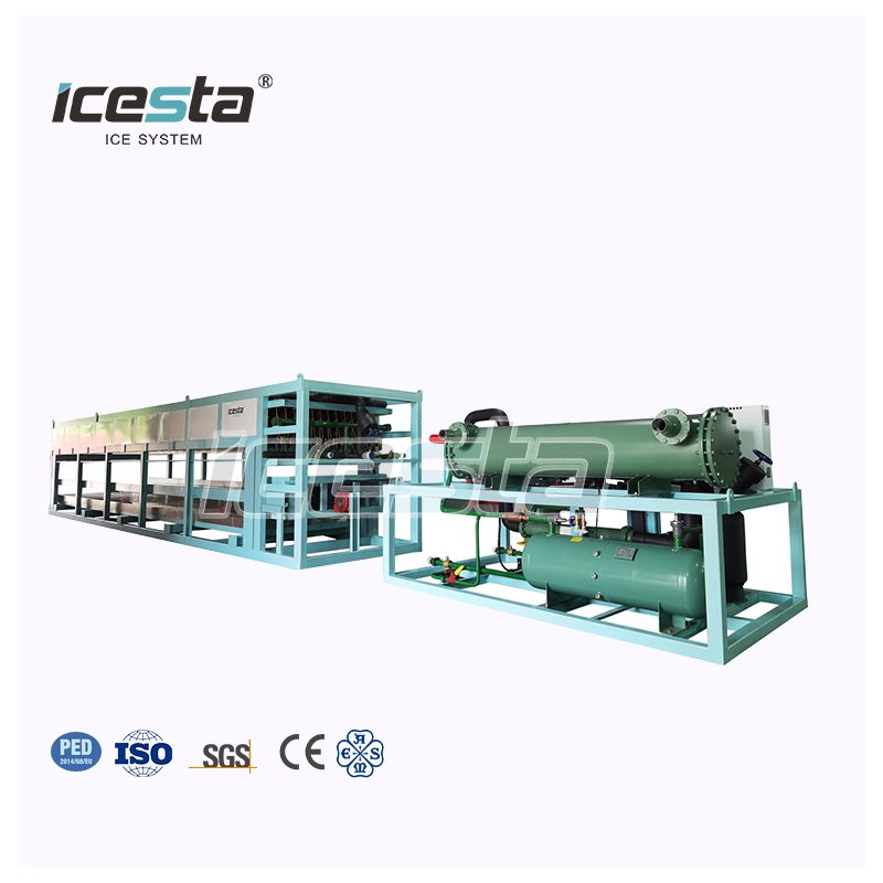 Machine à glace industrielle Icesta Brine Direct Cooling personnalisée de 20t, 25t, 30t, 40t, 50t et 100t.