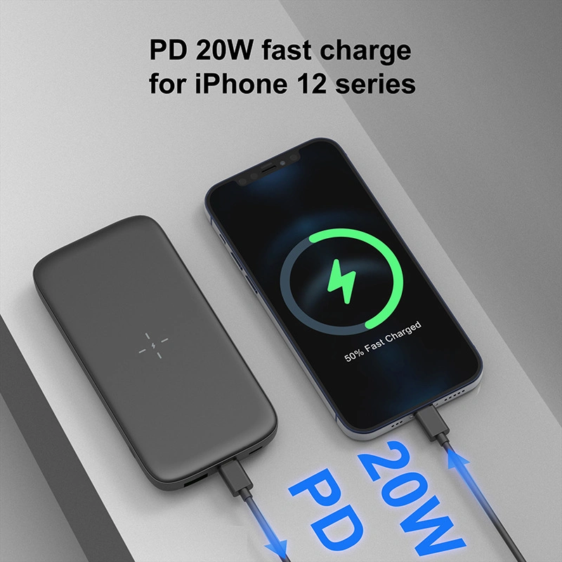 C1016W 15W Wireless Charger 10000mAh Power Bank Pd 20W / QC 22.5W Portable Charger Cell Phone External Battery Pack with Indicator Lights