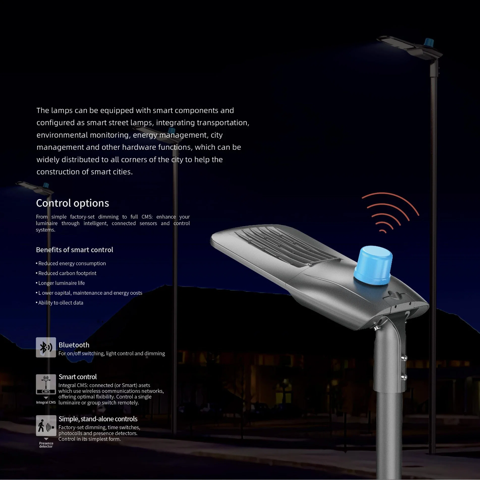 Éclairage extérieur Luminaires publics Lampadaire LED dimmable pour route parc jardin