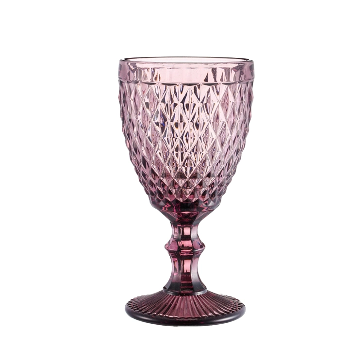 Wedding Custom Diamond Cut 8oz Clear Vintage Glass Water Juice Goblet Wine