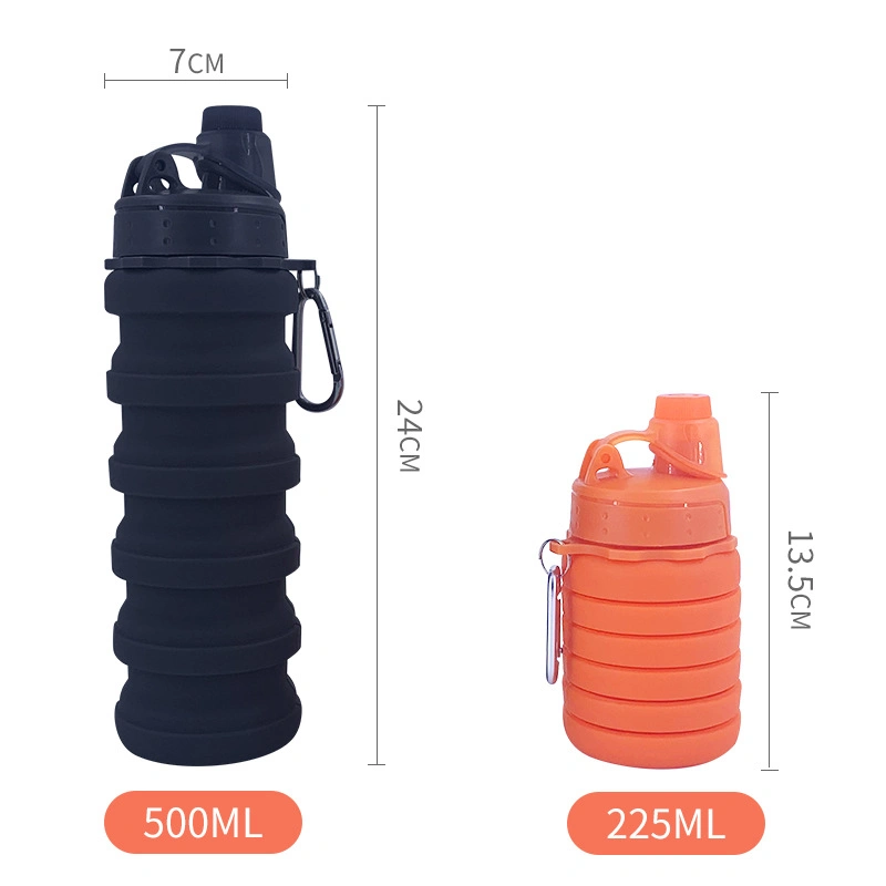 Water Foldable Collapsible Silicone Reusable Water Bottle BPA Free with Custom Logo