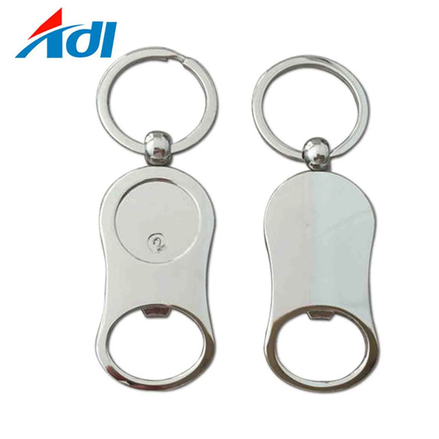 Custom Souvenir Blank Round Logo Beer Opener Metal Keychain Key Holder Keyrings