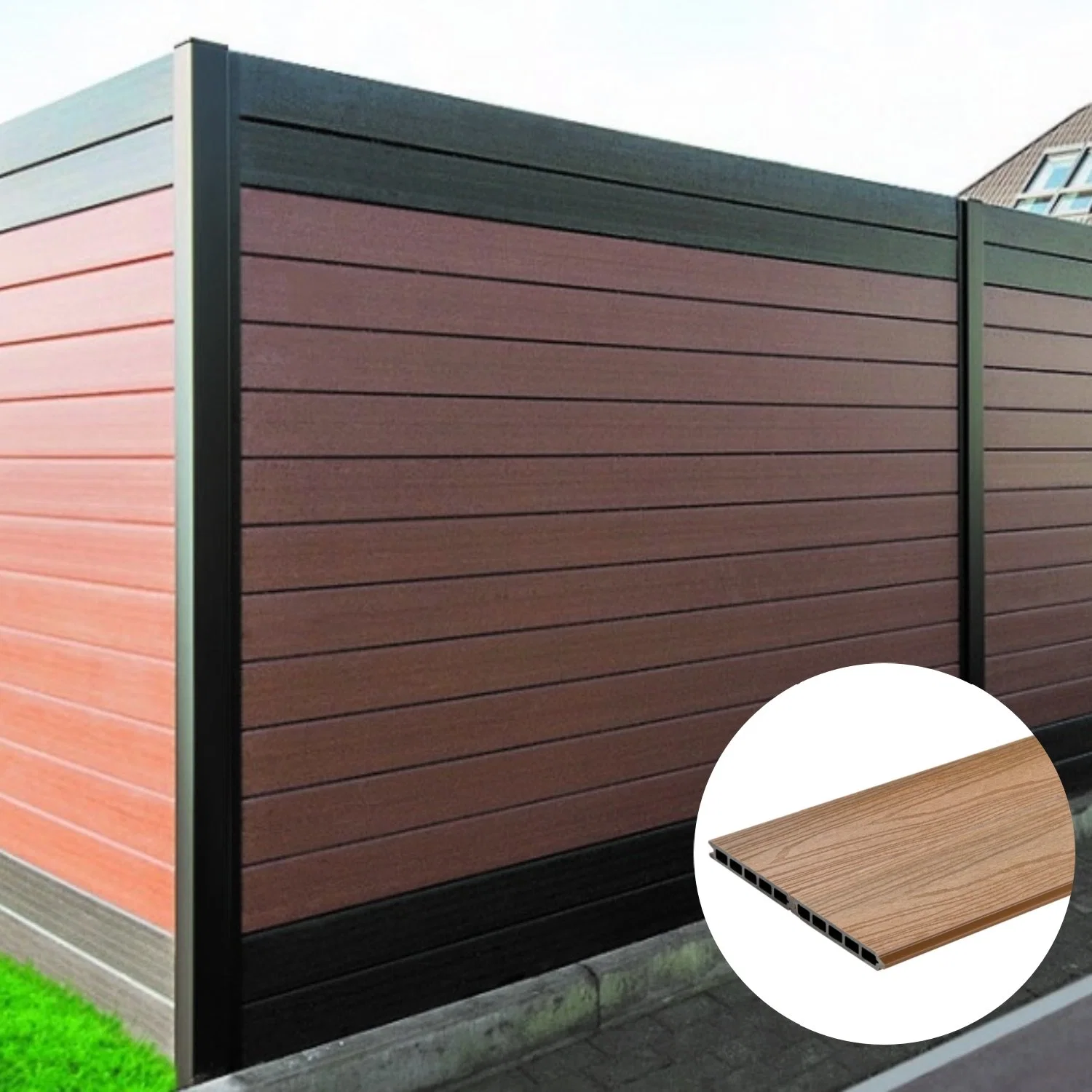 WPC Fence Easy Installation para exteriores 1,8 m * 1,8 m Co-Exussion Home Placas Garden Fence