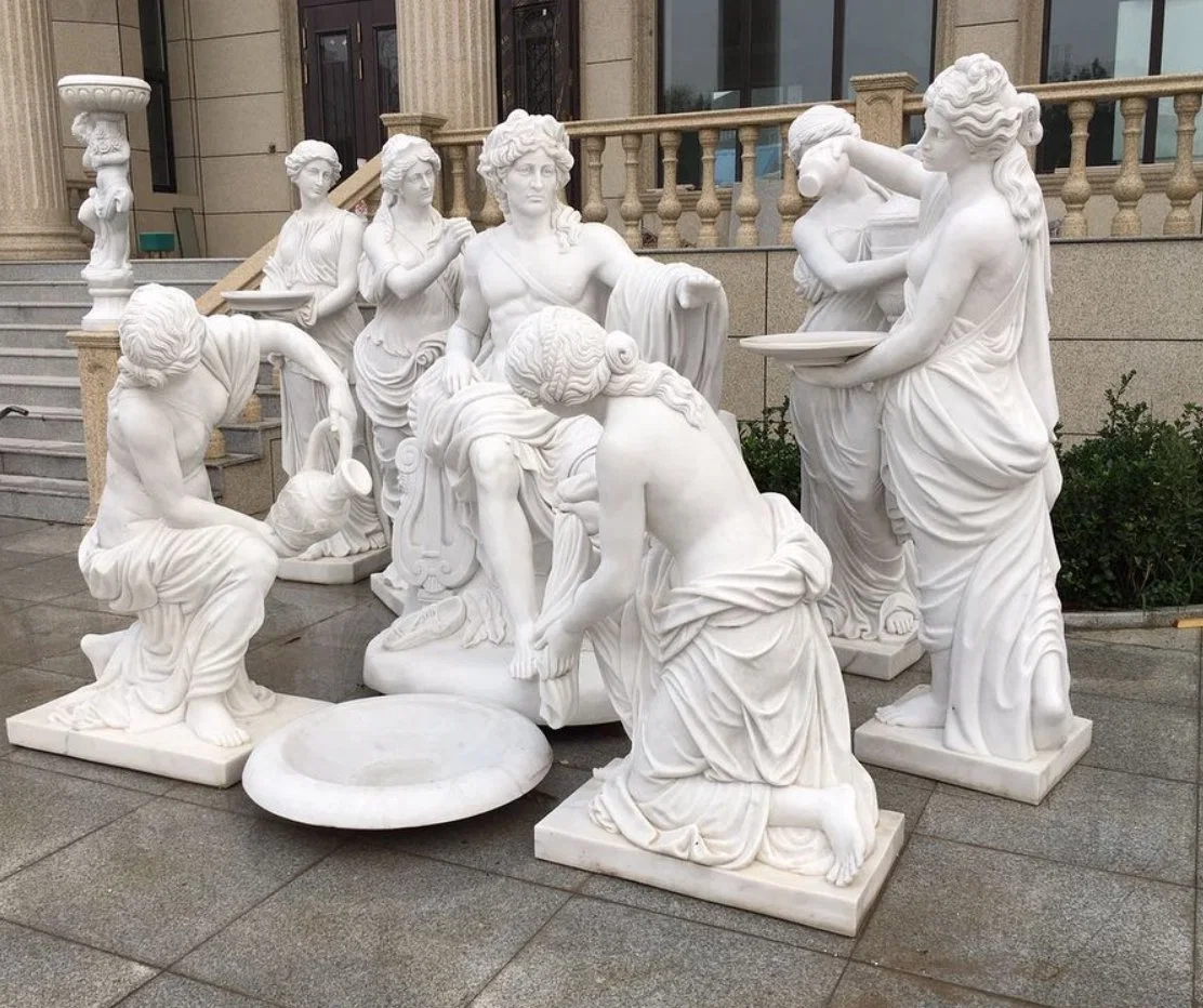 Decoración griega Atenea bajar los jardines de Peterhof estatua de mármol