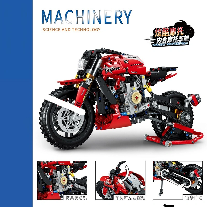 Technic Moc Motorcycle Building Blocks DIY Educational Assembly Motorbike Model Building Brick Toys for Children Gift