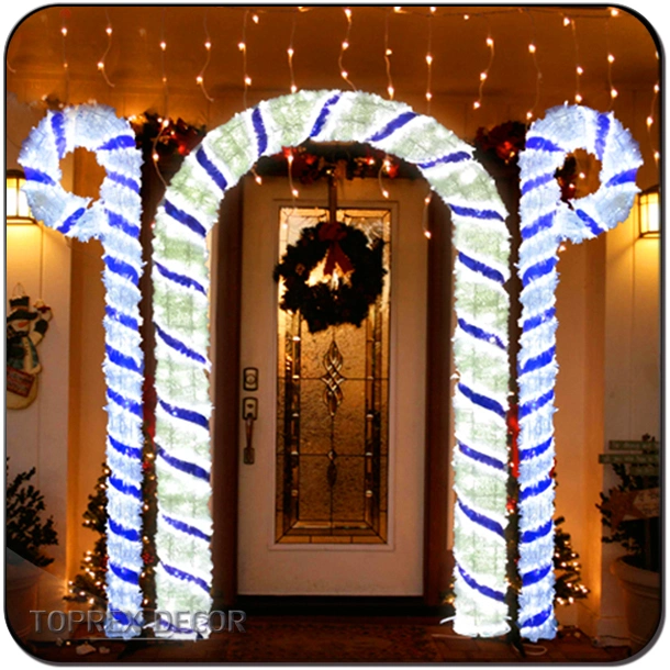 Toprex Decor Customizable Garden LED Lighting Light Candy Cane Arch with Metal Frame for Christmas Decoration