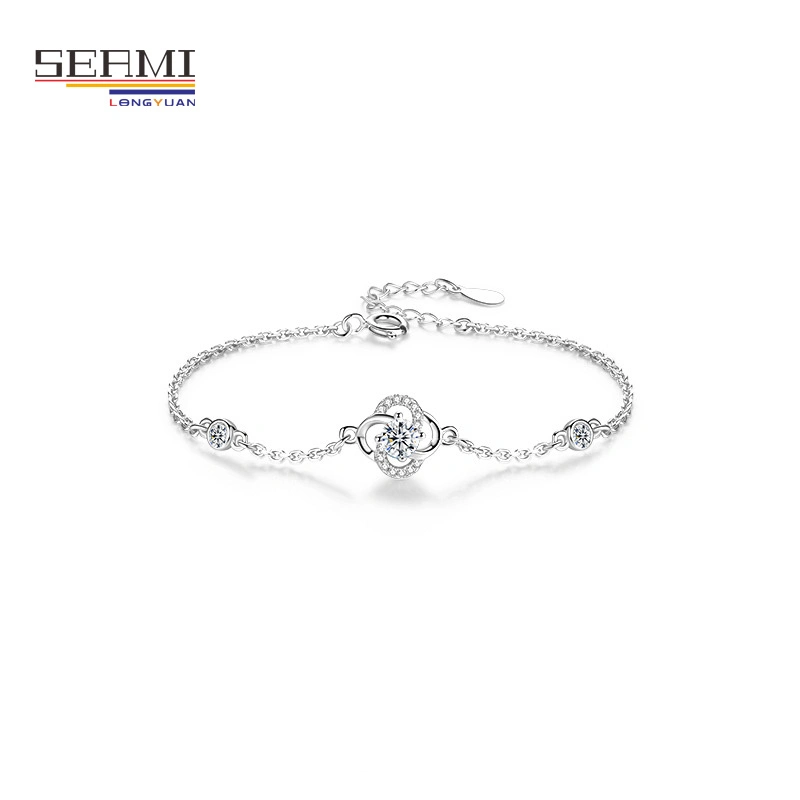 S925 Silver Lucky Four-Leaf Clover Bracelet Flower Boudoir Wrist Accessories Bracelets