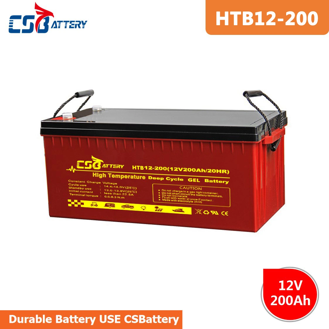 Csbattery 12V200AH Batería Recargable Gel Deep-Cycle CE IEC ISO para Solar/Inversor/Power-Tool/Fuente de Alimentación/OSC