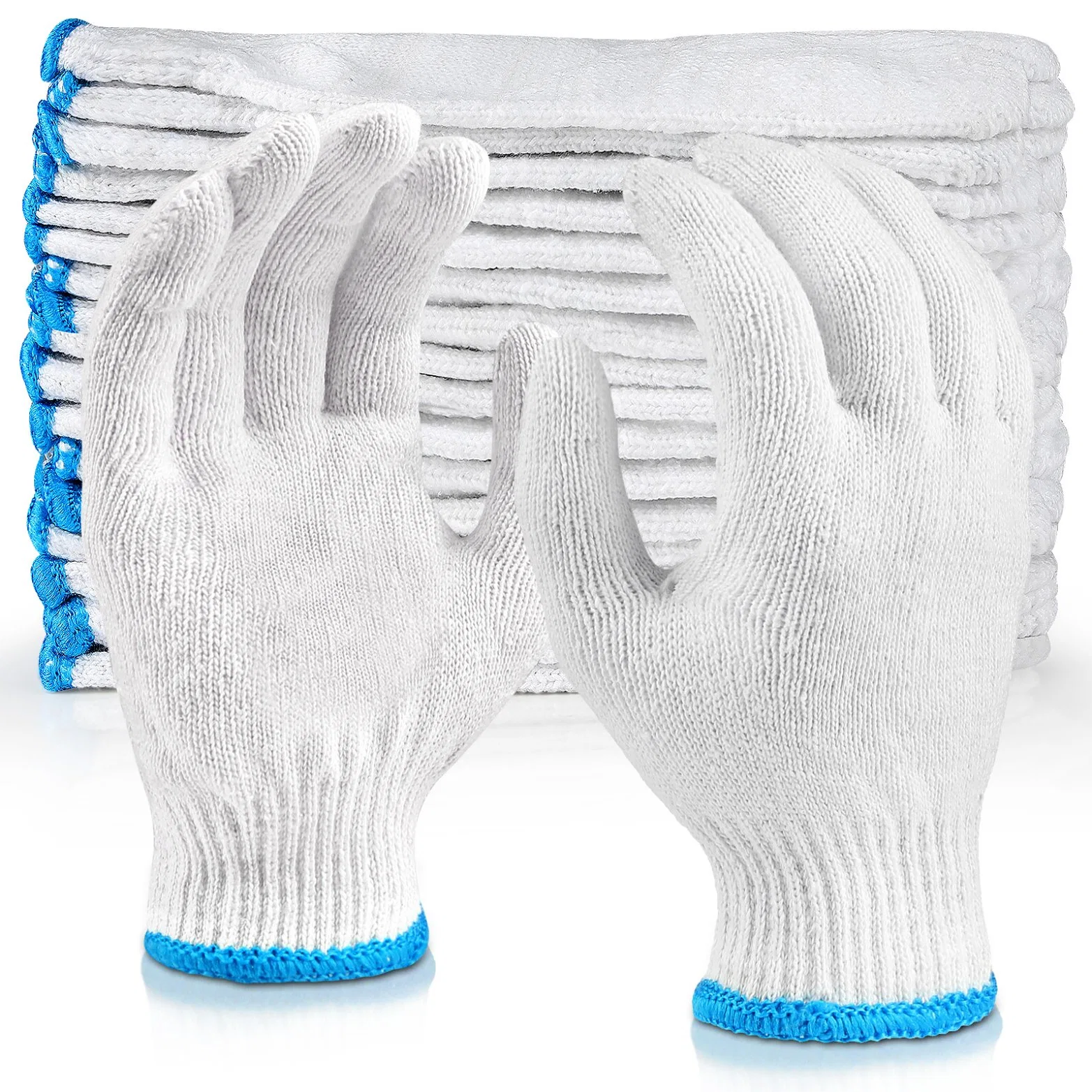 China Wholesale White 7/10gauge Cotton Knitted Glove Hand Guantes Safety Work Gloves