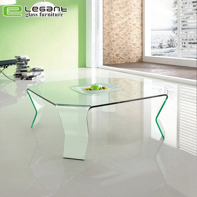 Rotatable Tempered Glass Coffee Table with Stainless Steel Base