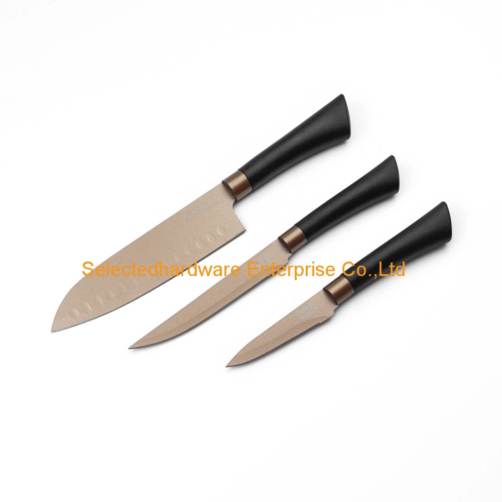 3-Pieces Non-Stick Kitchen Knife Set in Blister Card Packing