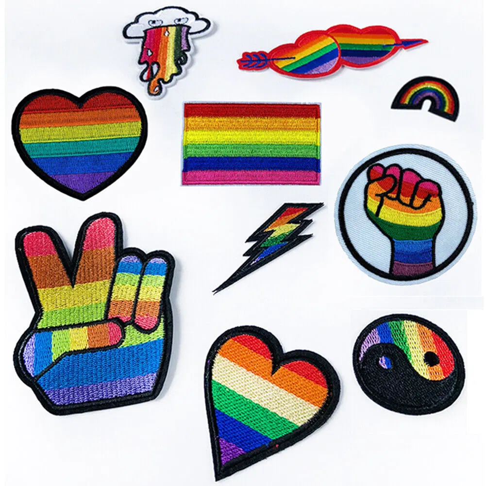 Китай на заводе Custom красочные Лгбт Applique вышитый патч Парада Гомосексуалистов лесбиянок радуга флаг с вышитым исправлений джинсы наклейки для рекламных подарков