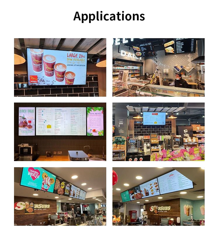 Ultra Narrow Bezel Coffee Shop Kfc Fast Food 43 Inch Indoor LCD Wall Mount Digital Signage Menu Display