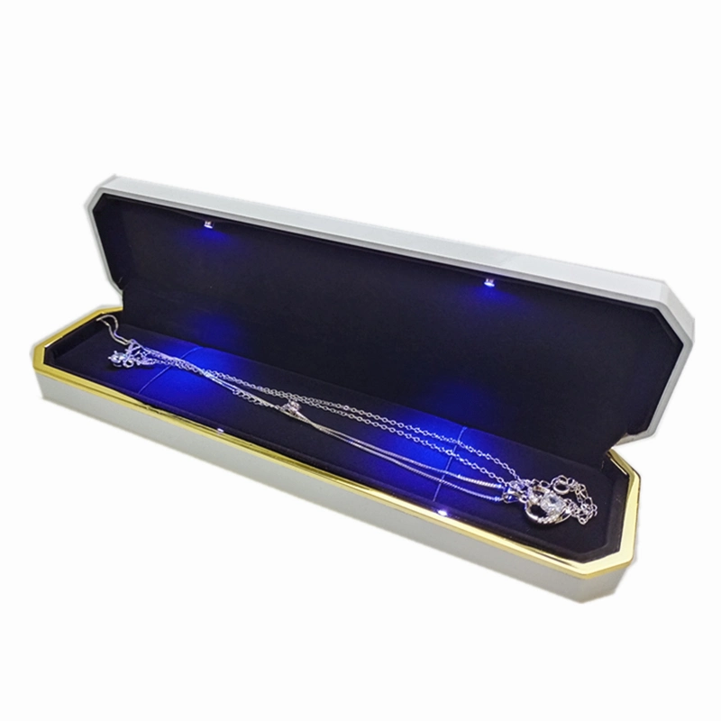 Popular Glossy High Grade Soft Velvet Lining Wooden LED Light Jewelry Box