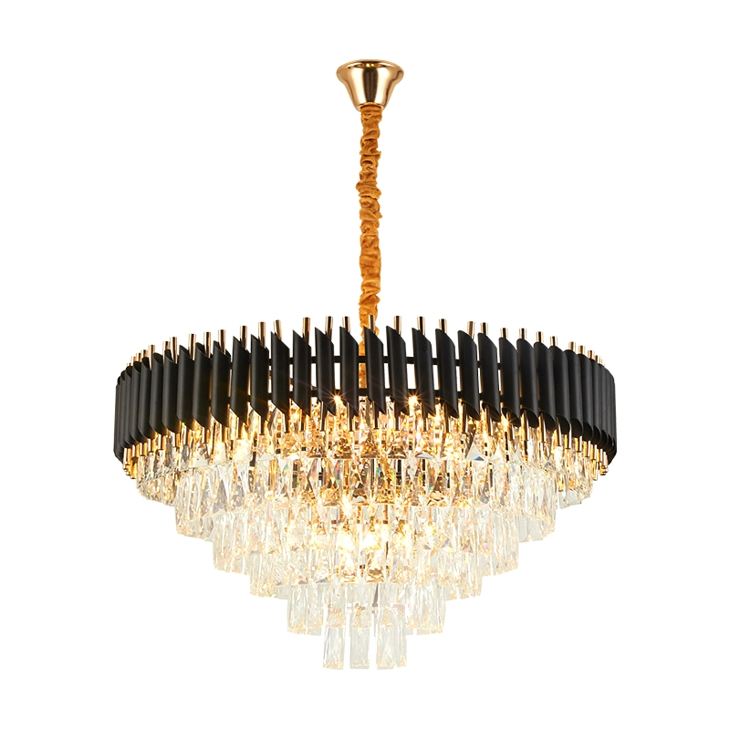 Contemporáneo Classic Designer decoración colgante luces LED Chandelier K9 Techo moderno Cristal Casa de lujo Círculo Oro