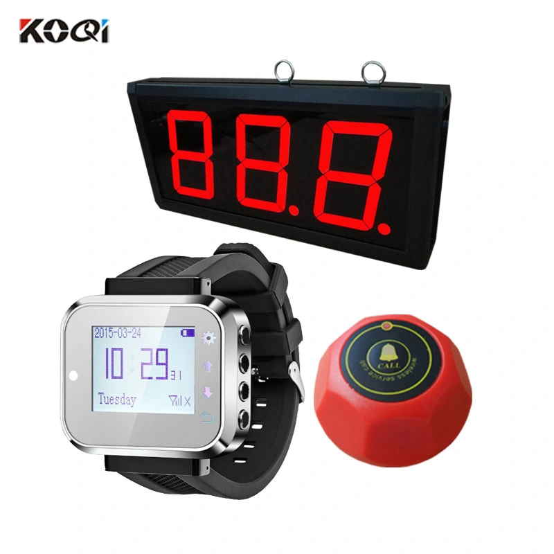 Top Popular Wrist Watch Paging Transmitter Equipment Display Show 1 Group Number K-403+K-300plus+K-M Wireless Call Bell System