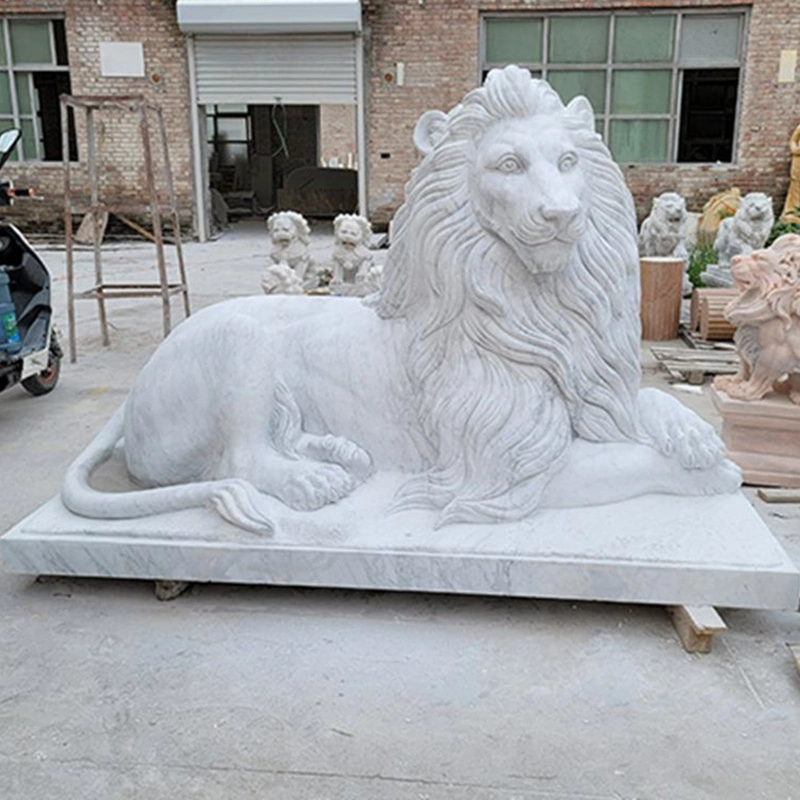 Outdoor Garden Decoration Life Size Antique Marble Stone Lion Statue Animal Sculpture for Sale