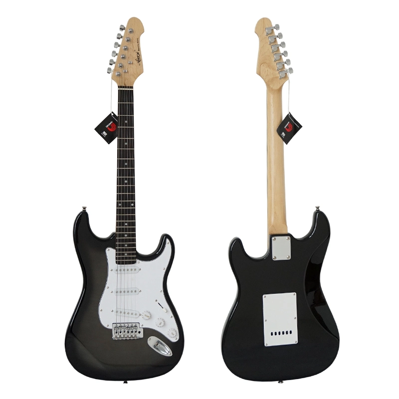 Prix bon marché Aiersi Lindewood solide de la marque de couleur noire de la guitare électrique Strato ST pour la vente