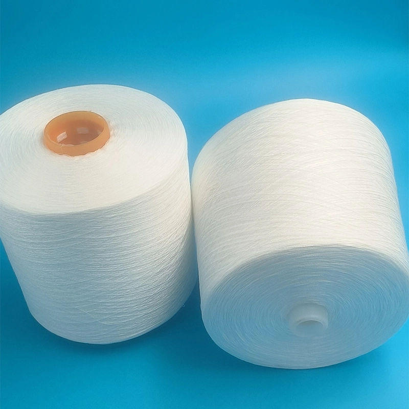 100% Polyester Spun Yarn 20s/2 Sewing Thread Optical White Hilo De Fibra Corta De Poliester