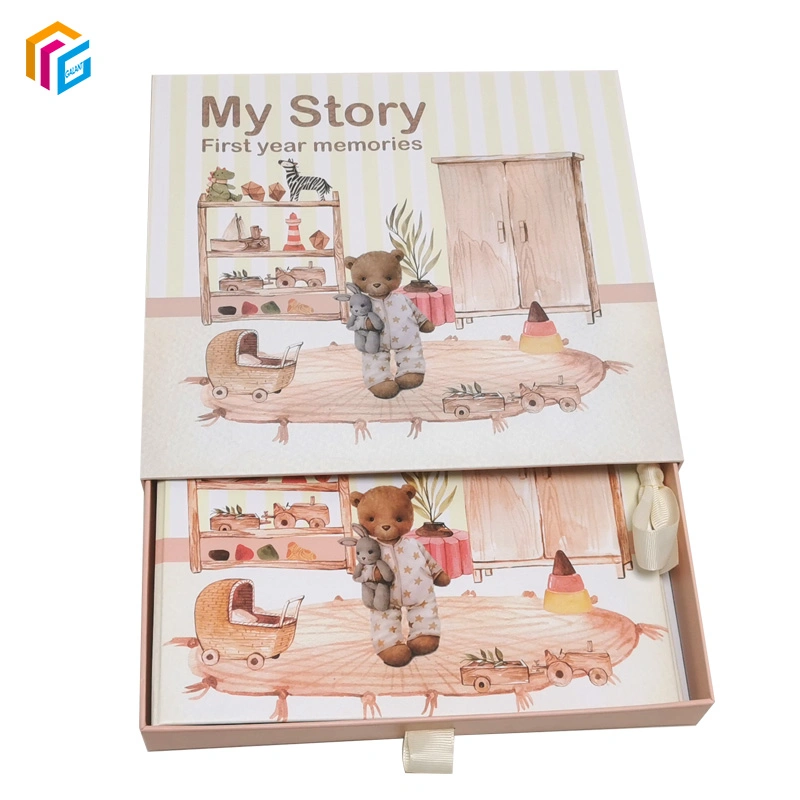 Caja de cartón impresión personalizada espiral de embalaje de papel Yo Peques Primer año de registro de hito bebé recuerdo libro de memorias Álbum de fotos Álbum de fotos