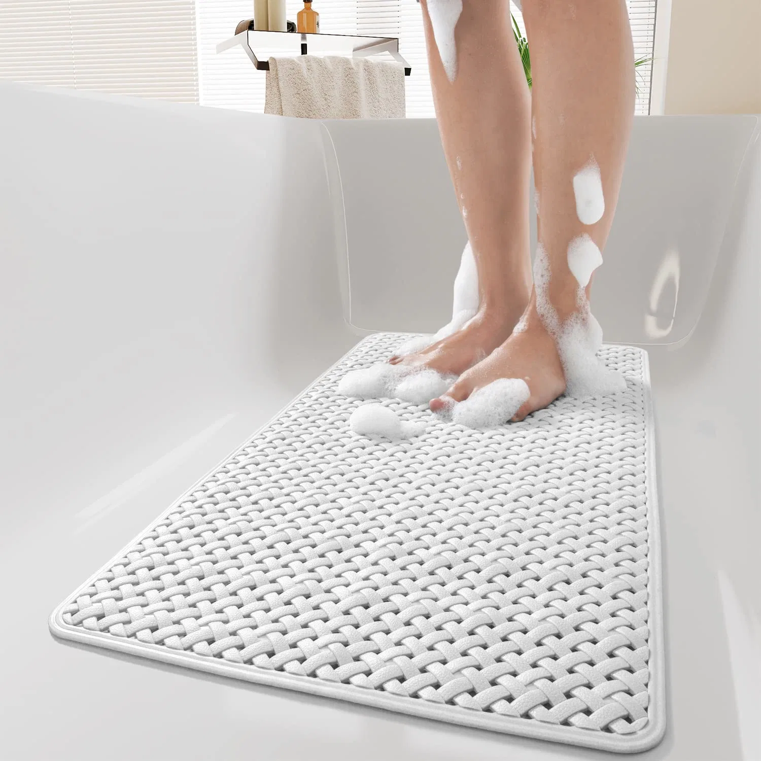 Non-Slip with Suction Cups Drain Holes Machine Washable Shower 14"X27" Bathtub Mat