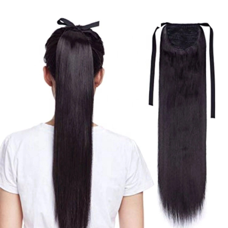 Kbeth Clip de cola de caballo de extensión de cabello negro para damas en el verano de 2021 la moda Cool cabello humano real resistencia a altas temperaturas aceptar extensiones personalizadas