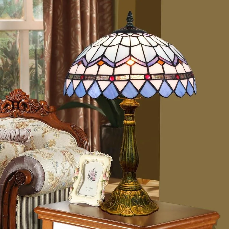 30cm Tiffany Table Lamp European Bedroom Bedside Light E27 Retro Decorative Stained Glass Lamp (WH-TTB-76)