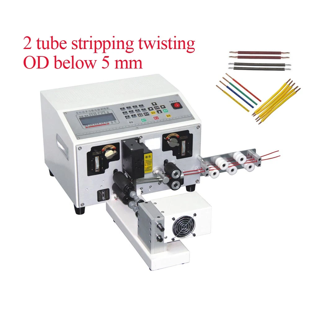 2 Tube Single Wire Stripping Machine Cutting Cable Twisting and Peeling From 0.1 to 4mm2 From AWG14-AWG32