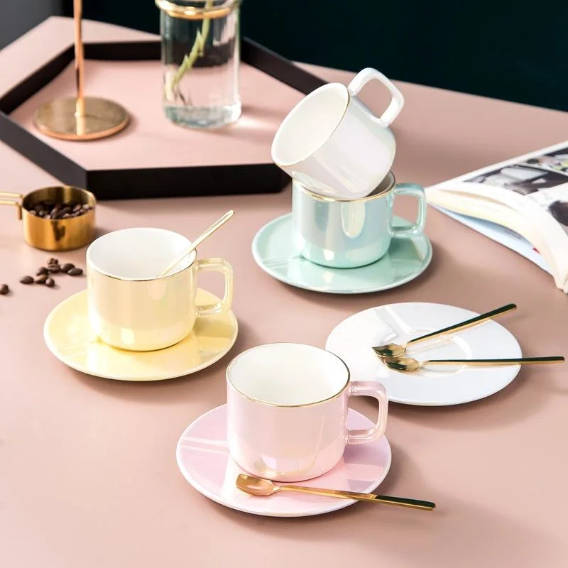 Ensemble tasse et soucoupe en céramique émaillée japonaise et espresso en porcelaine Tasse à eau unie