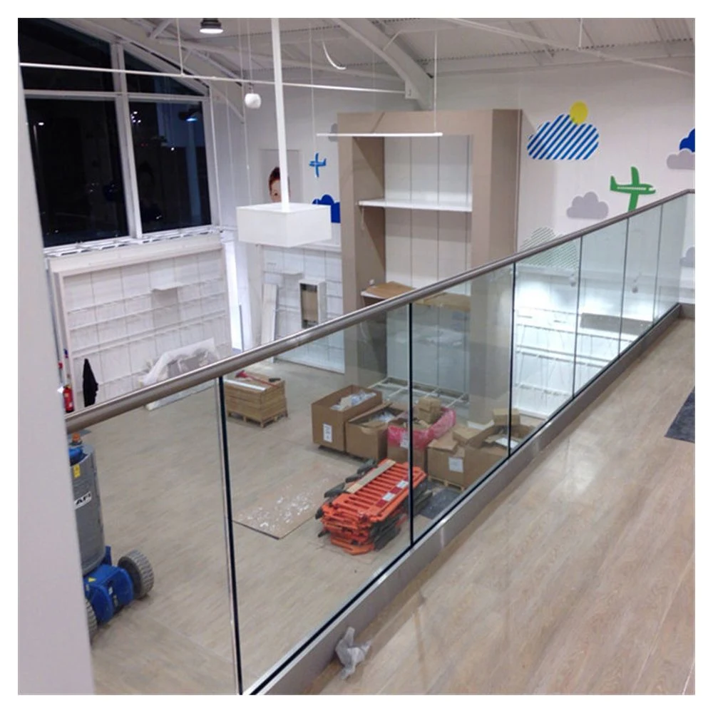 Aluminum U Channel Frameless Glass Balustrade Modern Handrail