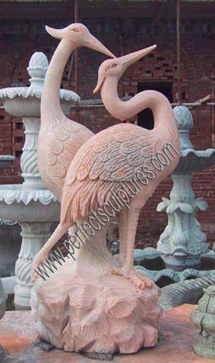 Tamaño de la vida al aire libre animales tallados en piedra natural tallado en la estatua de mármol Phenix Phoenix escultura para la decoración de jardín (SY-B024)