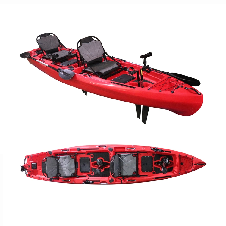 2022 Hot-Selling Sit on Top Two Persons Fishing Double Pedal Plastic Kayak Canoe Boat Made in China