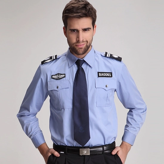 OEM Summer Personal Men Blue Ecurity Guard Work Uniforms Long Sleeve Shirts for Men