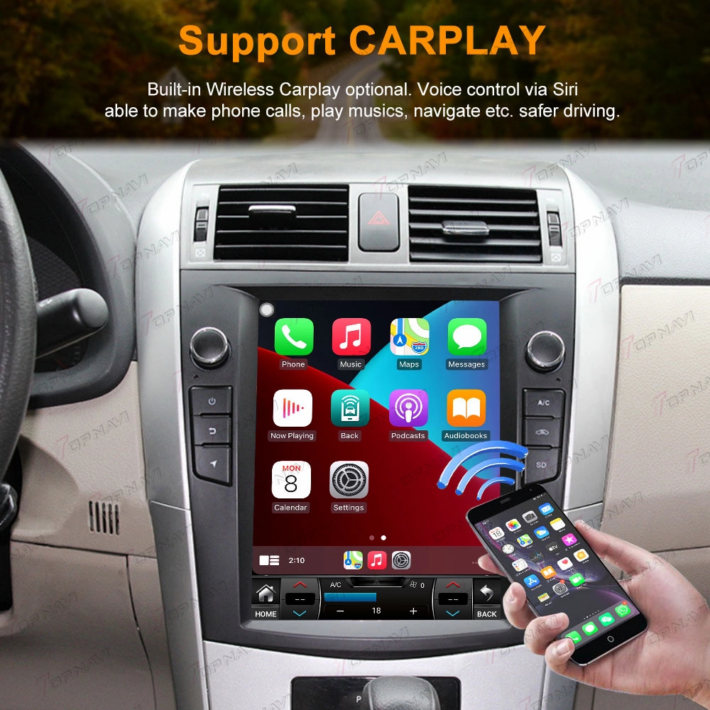 10.4 Inch Vertical Screen Android Radio for Corolla 2008 2012 GPS Navigation Car Audio DVD Player Stereo Video