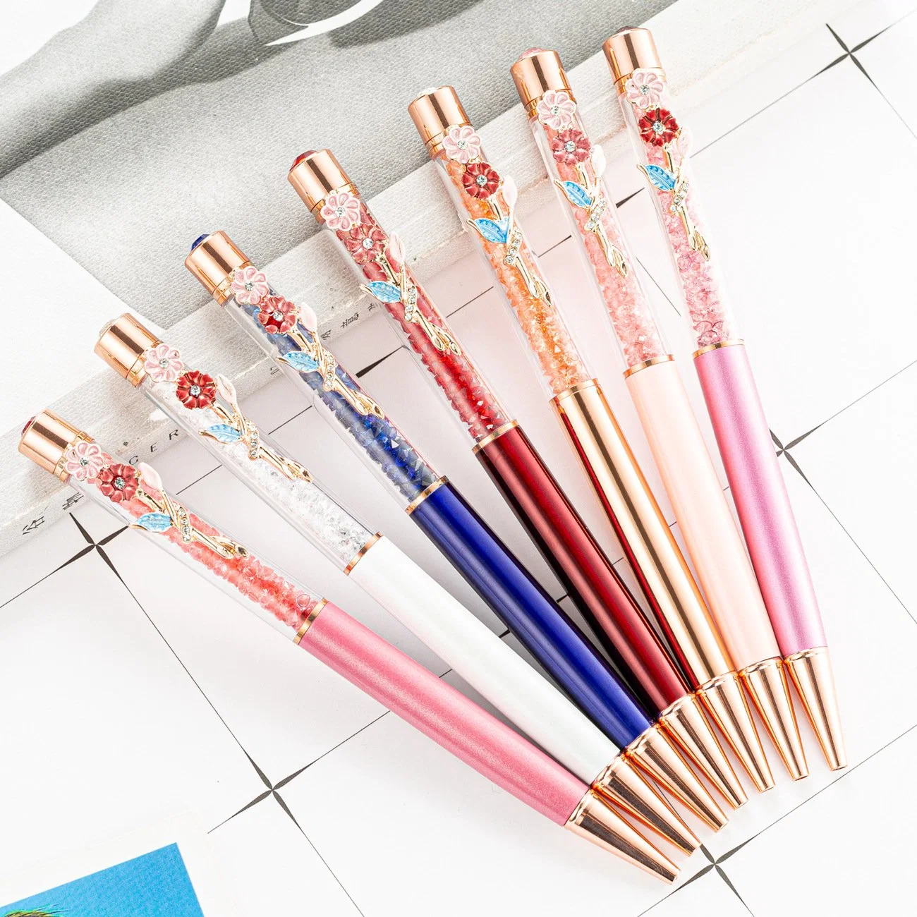 Ball Point Pen Blume Verschönerung Stift Clip Metall Geschenk Werbung Stift