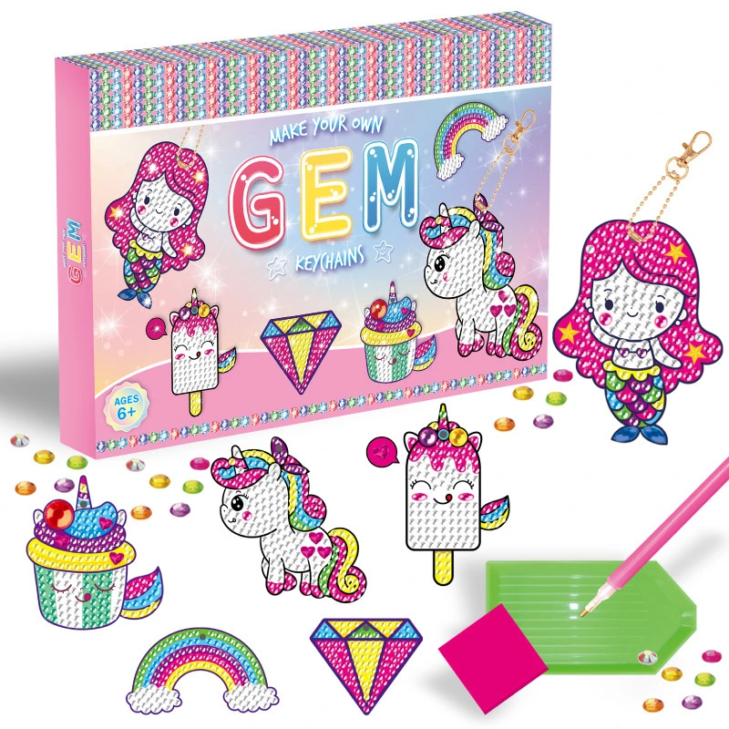 Pintura diamante DIY Gem Sticker Unicorn Keychain