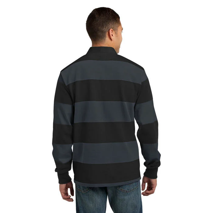 Custom Cotton Jersey Tops Classic Long Sleeve Yarn-Dyed Stripes Rugby Polo Shirt