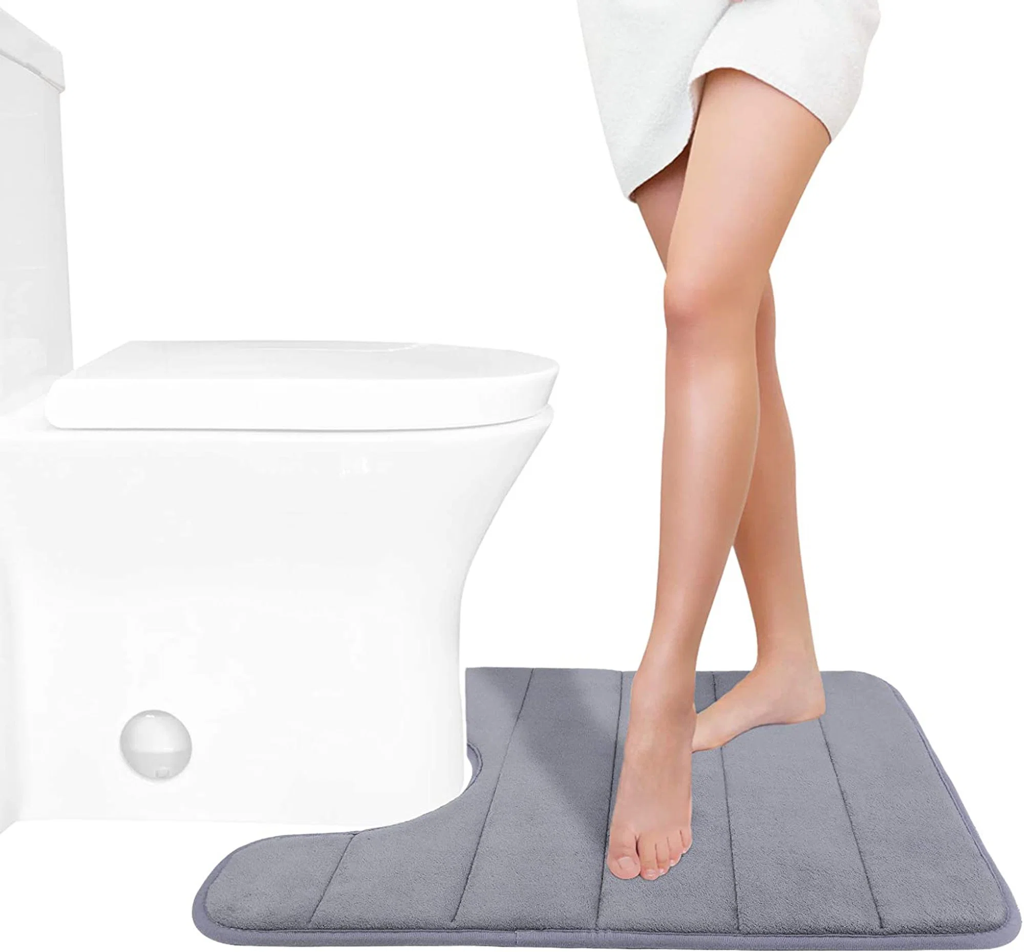 Commode Contour Rug Soft and Comfortable Super Water Absorption for Bathroom Memory Foam Toilet Bath Mat U-Shaped