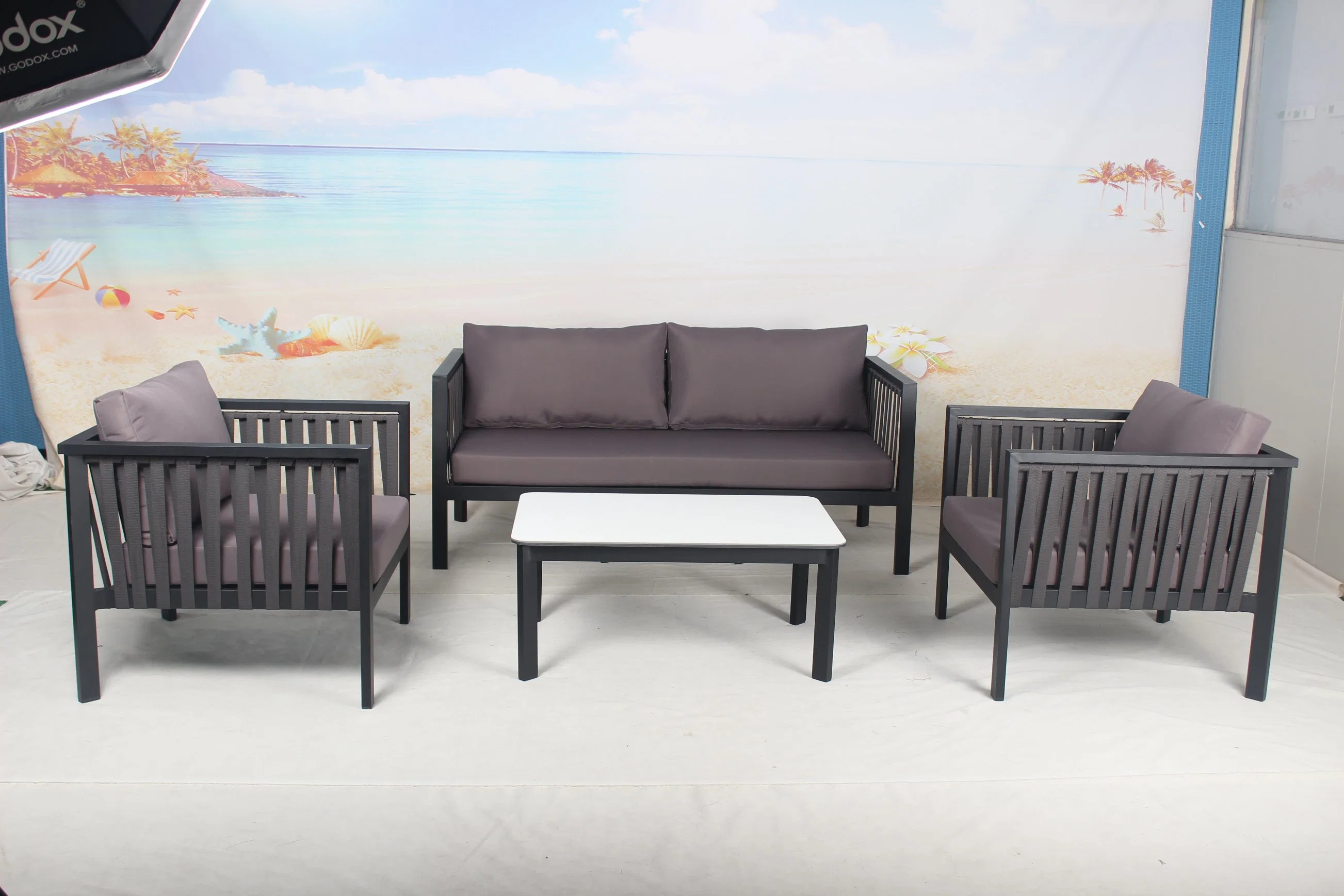 Sample Customization China Leisure 4 Pieces Aluminum Outdoor Resort Garden Furniture Sofa Set