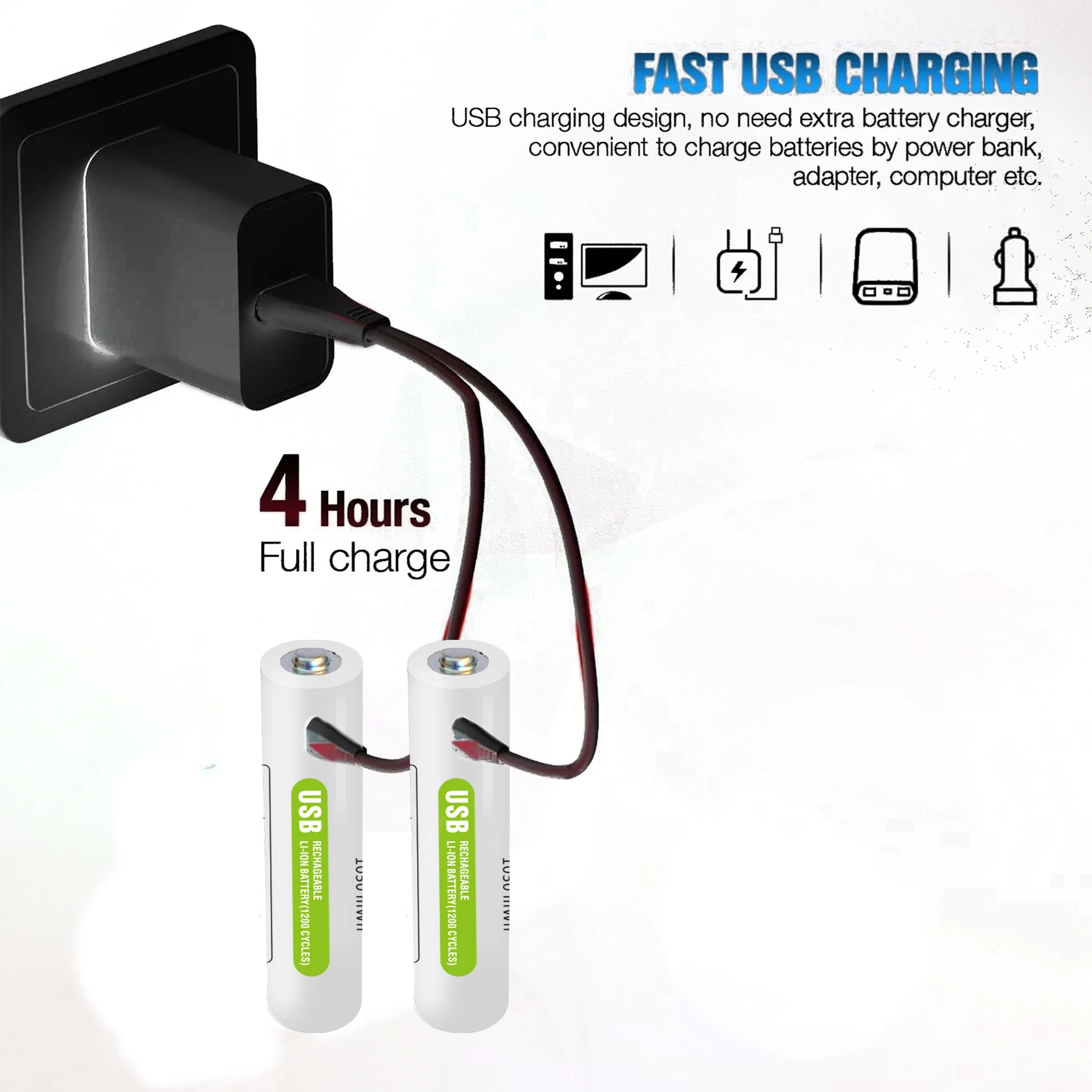 Batterie rechargeable intégré USB 1,5V AA Batterie au lithium