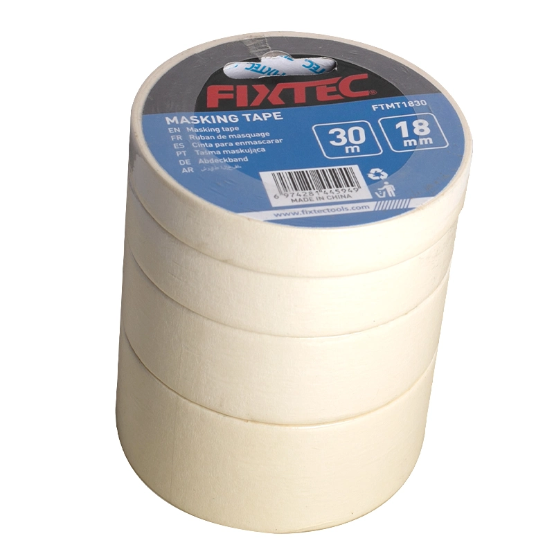 Fixtec White Indoor Painting Self Adhesive General Purpose Usage Crepe Paper Masking Tape